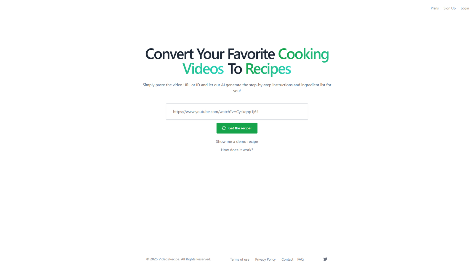 Video2Recipe — интерфейс нейросети Video2Recipe — интерфейс нейросети