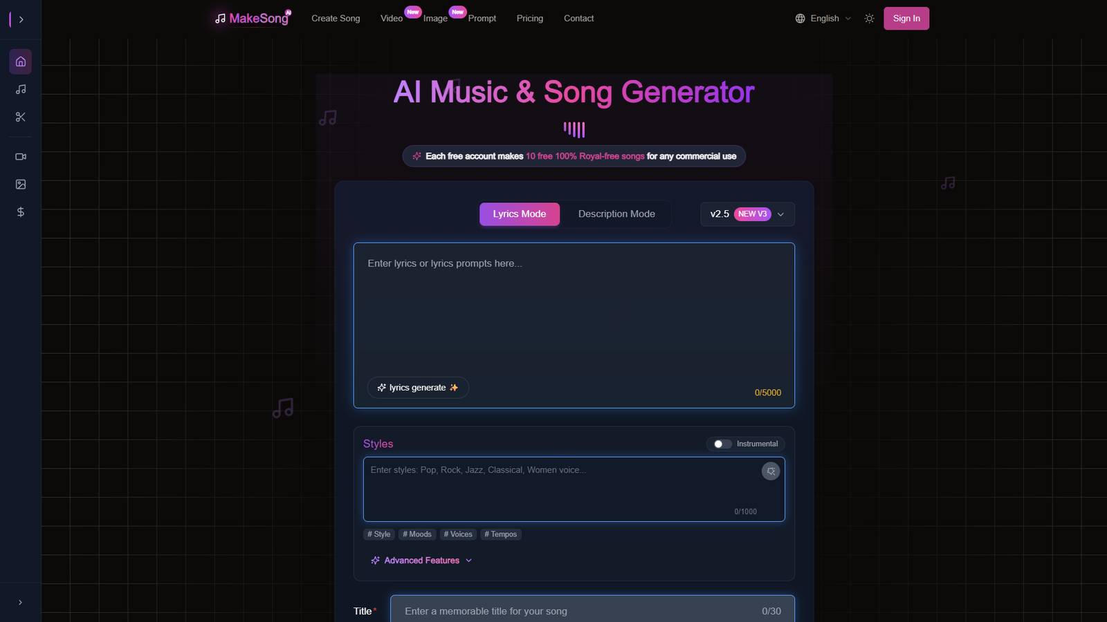 MakeSong — интерфейс нейросети MakeSong — интерфейс нейросети