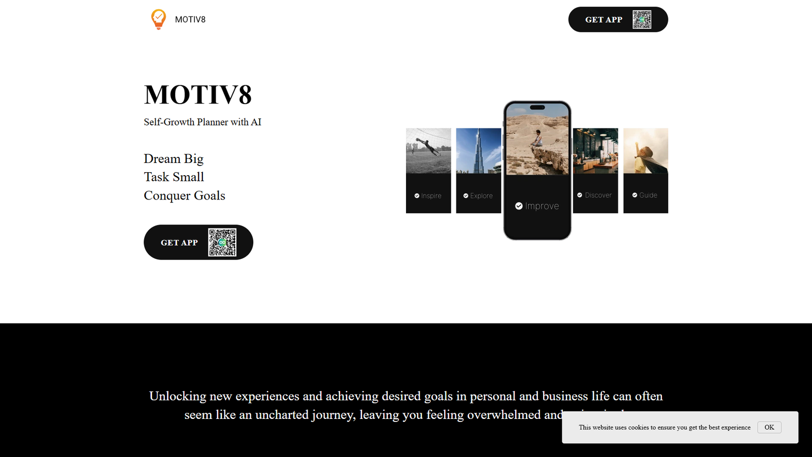MOTIV8 AI Self-Growth Planner — интерфейс нейросети MOTIV8 AI Self-Growth Planner — интерфейс нейросети