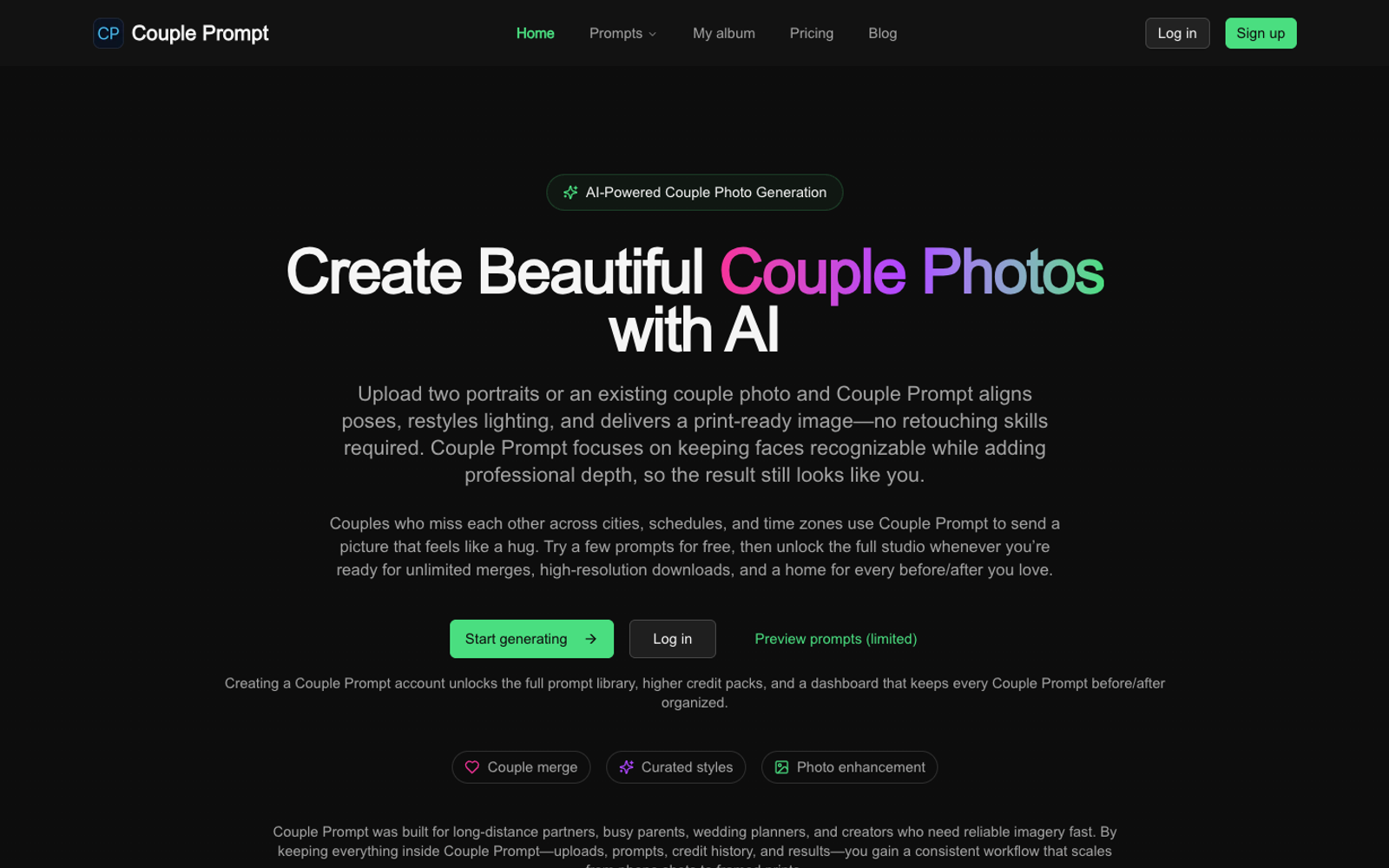 Couple Prompt — интерфейс нейросети