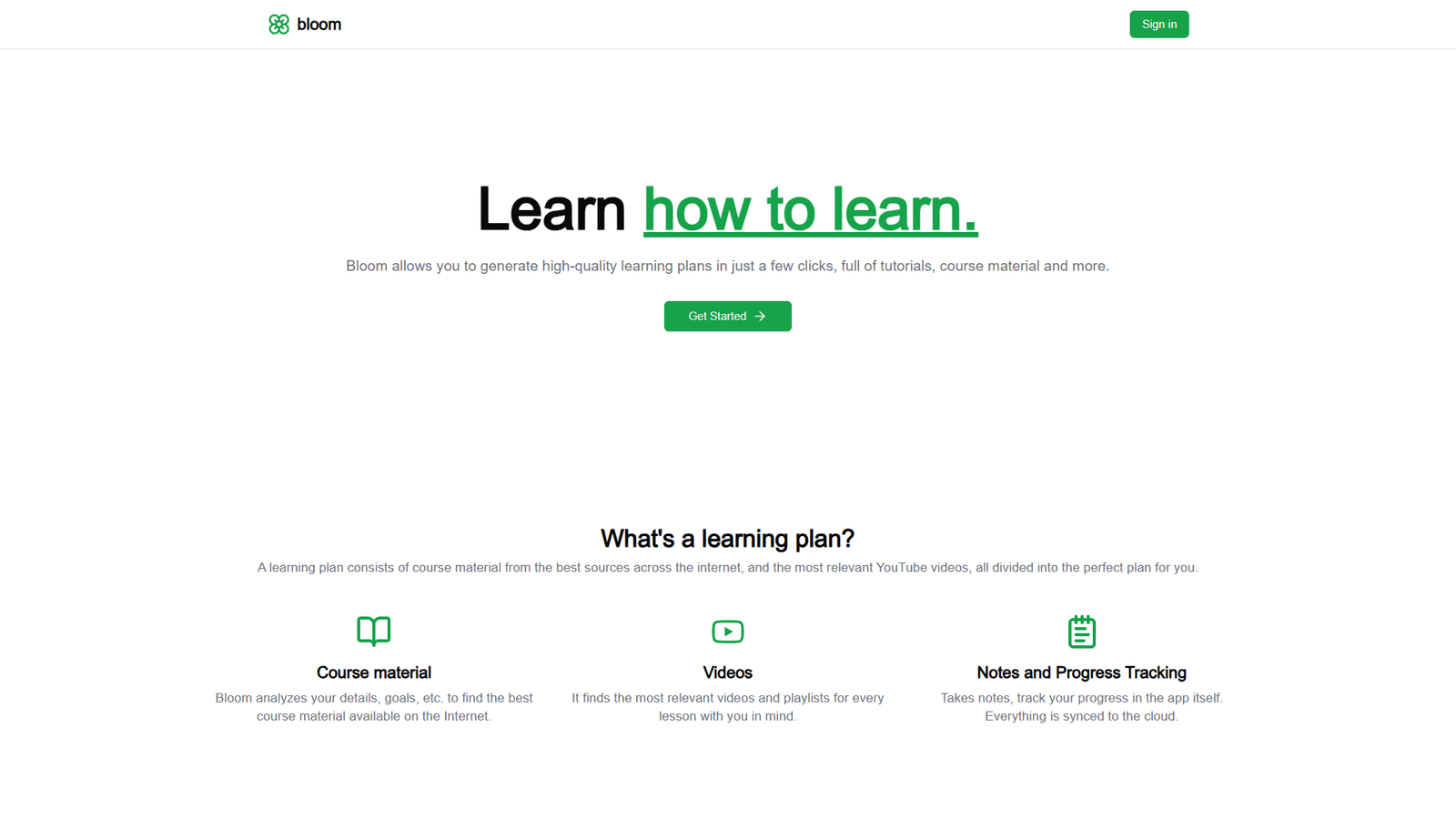 Bloom — AI-планировщик обучения — интерфейс нейросети Bloom — AI-планировщик обучения — интерфейс нейросети