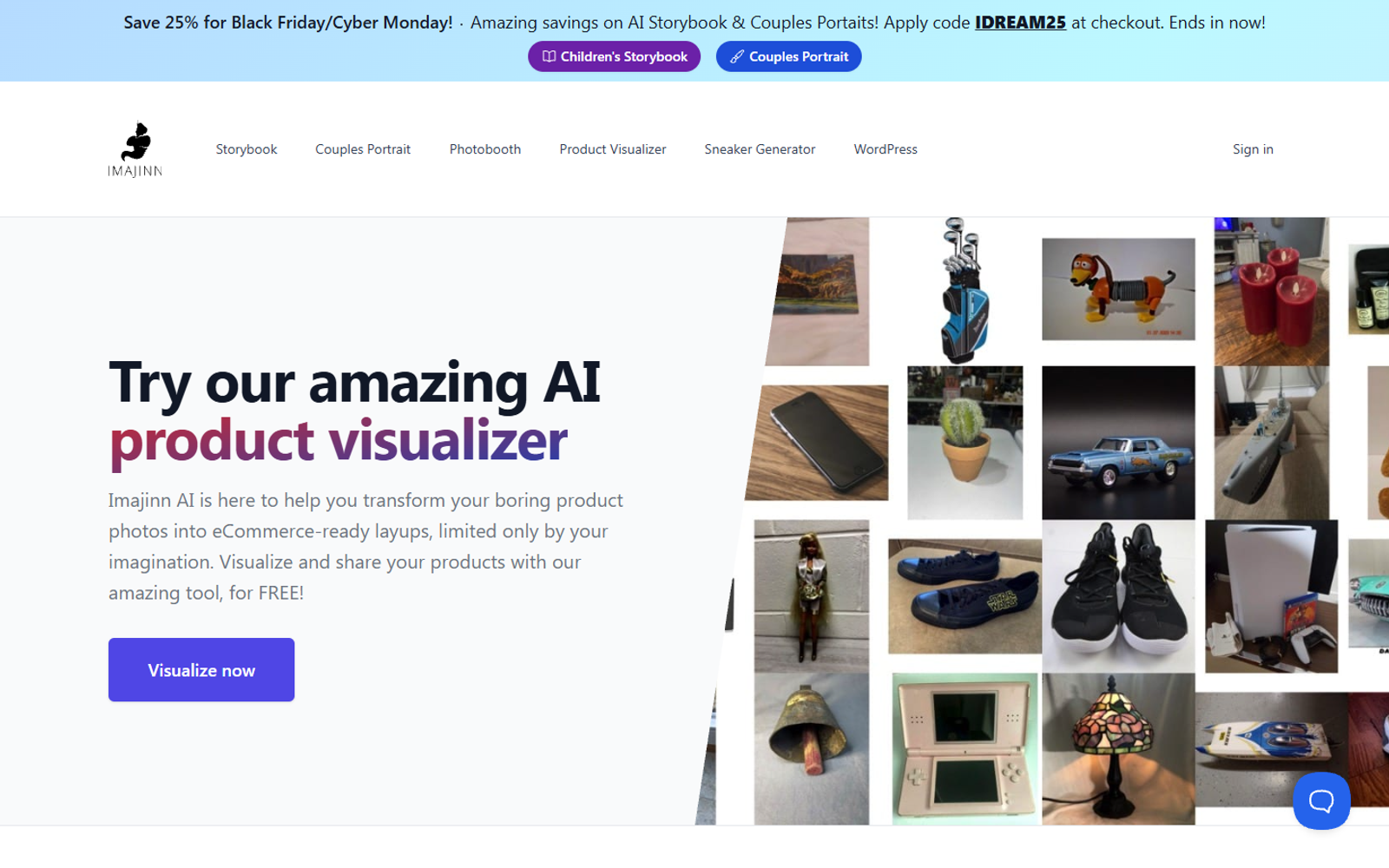 AI Product Visualizer by Imajinn AI — интерфейс нейросети AI Product Visualizer by Imajinn AI — интерфейс нейросети