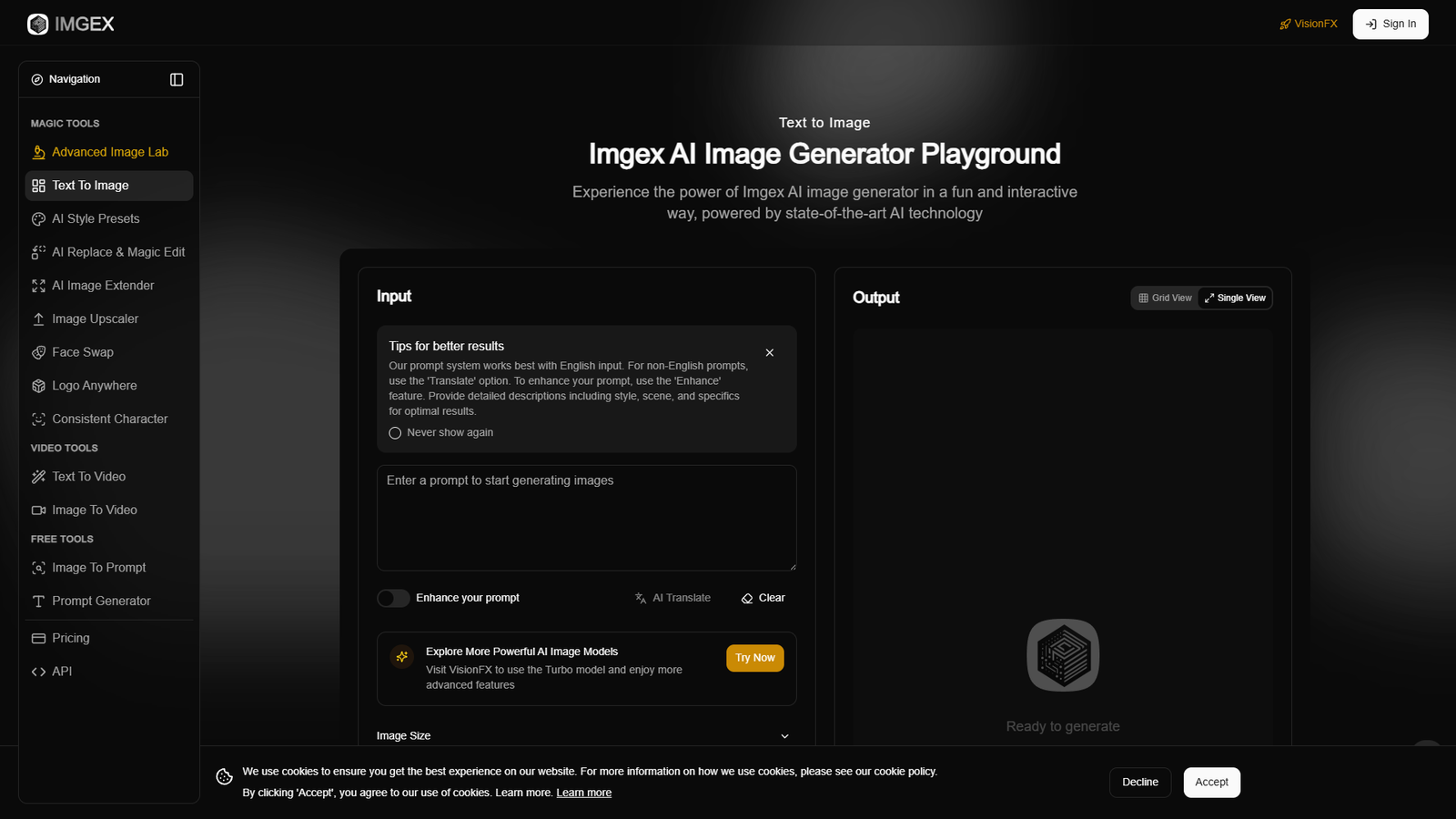 Imgex AI Image Generator Playground — интерфейс нейросети Imgex AI Image Generator Playground — интерфейс нейросети