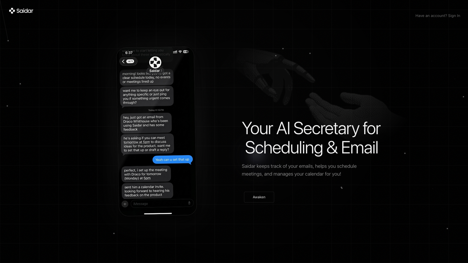 Saidar — интерфейс нейросети