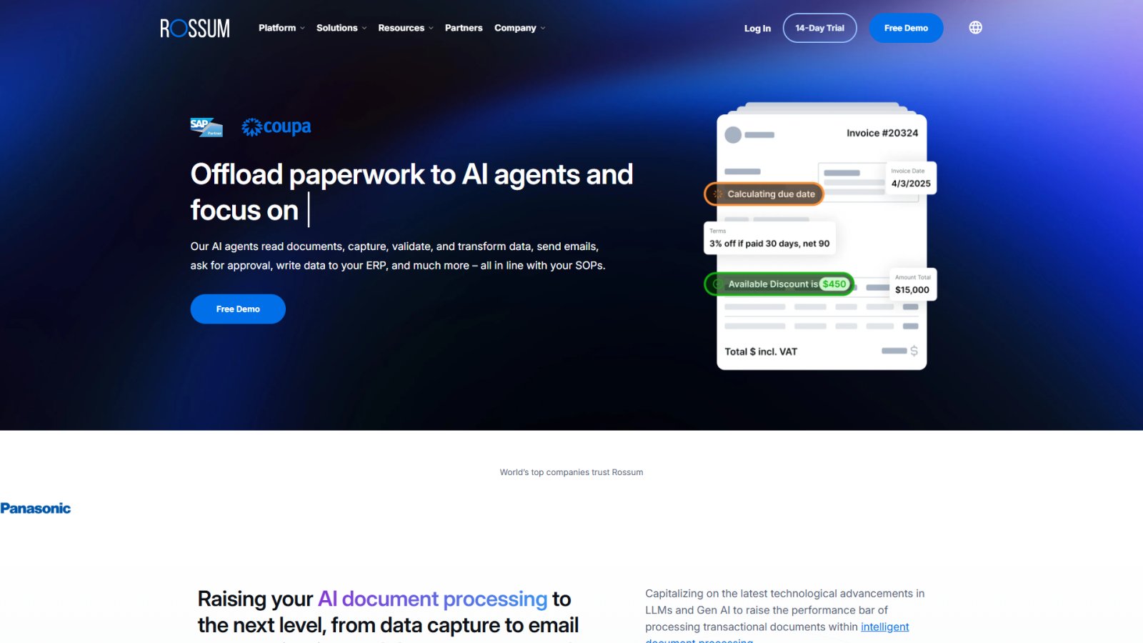 Rossum.ai нейросеть Главная страница