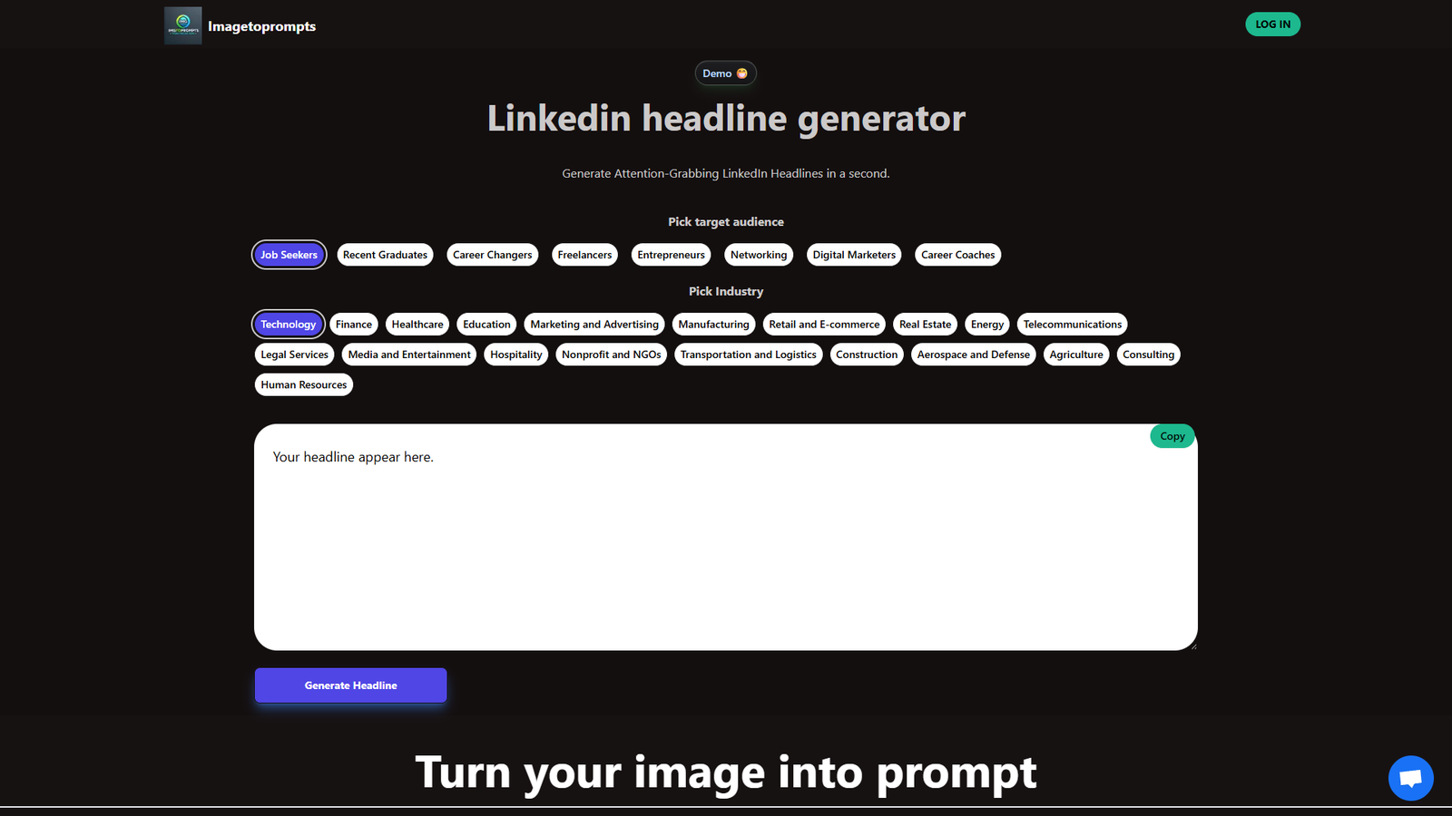 LinkedIn Headline Generator — интерфейс нейросети LinkedIn Headline Generator — интерфейс нейросети