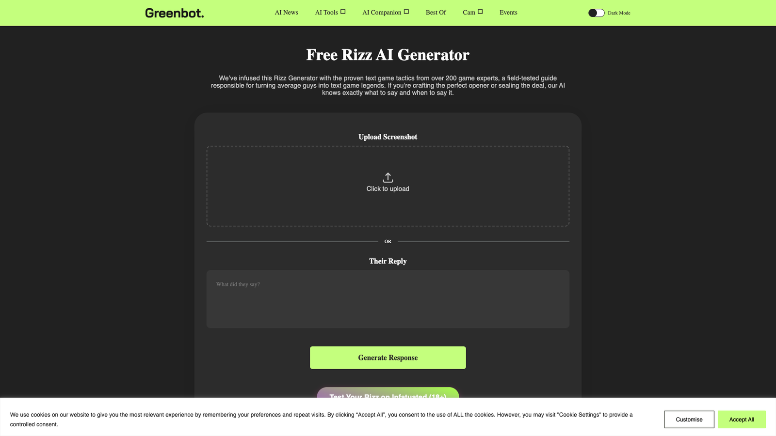 Free Rizz AI Generator — интерфейс нейросети Free Rizz AI Generator — интерфейс нейросети