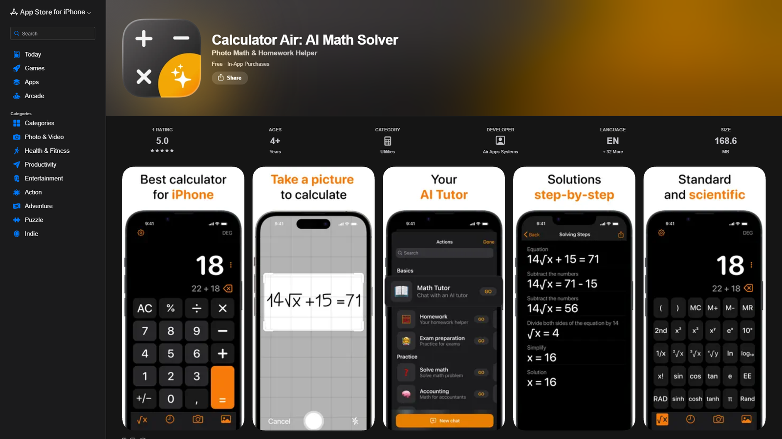 Calculator Air AI Math Solver — интерфейс нейросети Calculator Air AI Math Solver — интерфейс нейросети