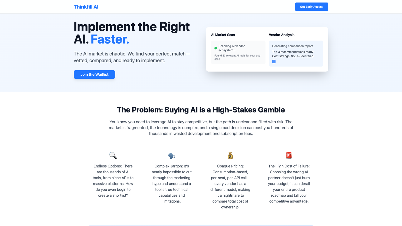 Thinkfill AI — интерфейс нейросети