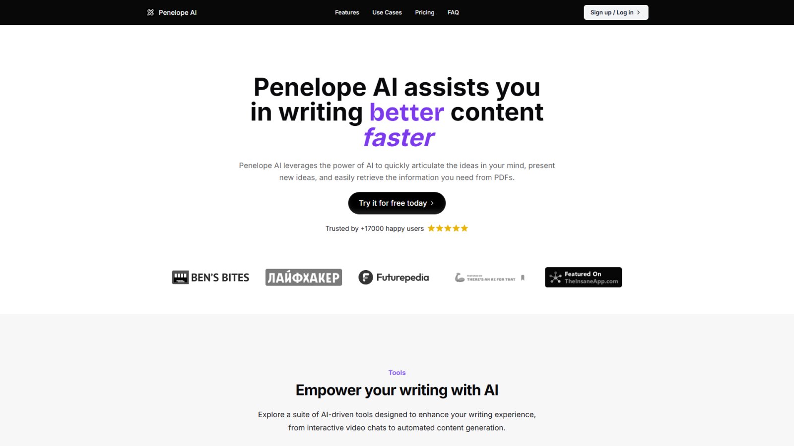 Penelope AI нейросеть Главная страница