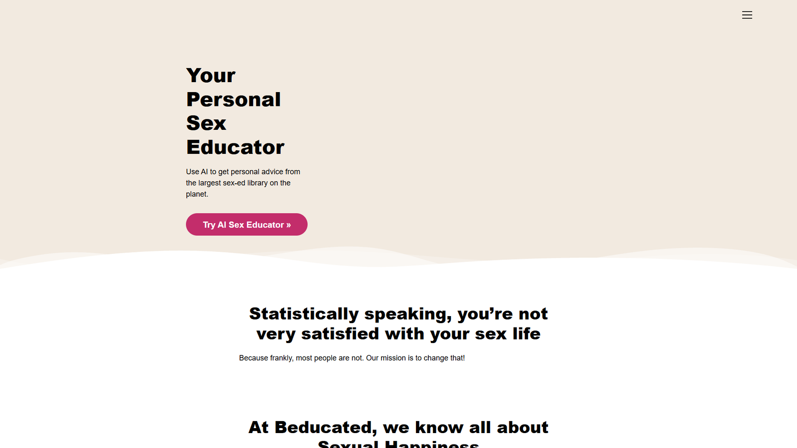 Beducated AI Sex Coach — интерфейс нейросети Beducated AI Sex Coach — интерфейс нейросети