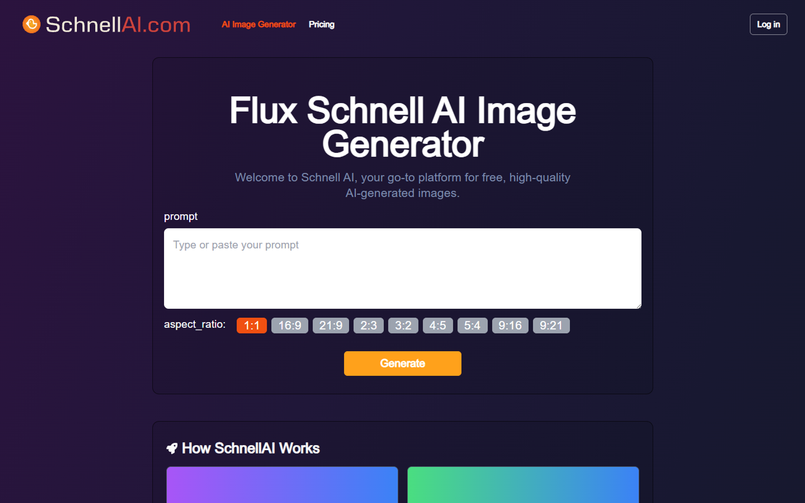 SchnellAI — Flux AI генератор изображений — интерфейс нейросети SchnellAI — Flux AI генератор изображений — интерфейс нейросети