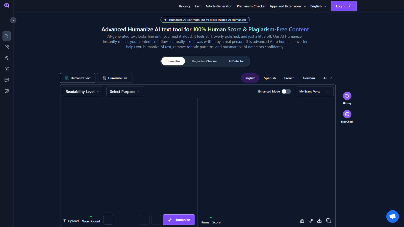 Humanize AI — интерфейс нейросети Humanize AI — интерфейс нейросети