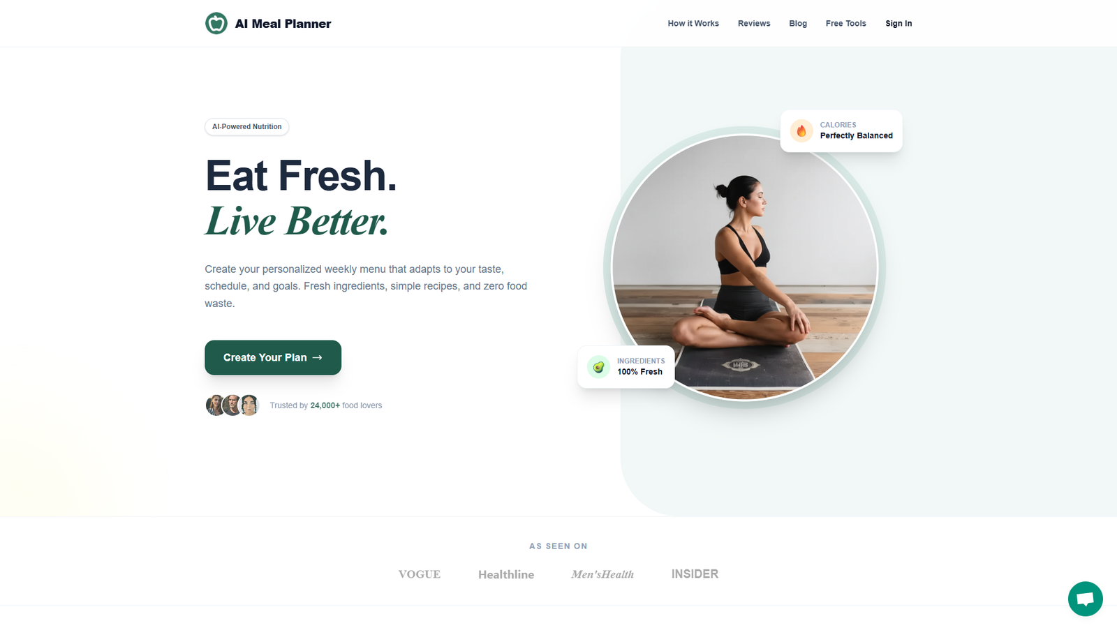 AI Meal Planner — интерфейс нейросети AI Meal Planner — интерфейс нейросети