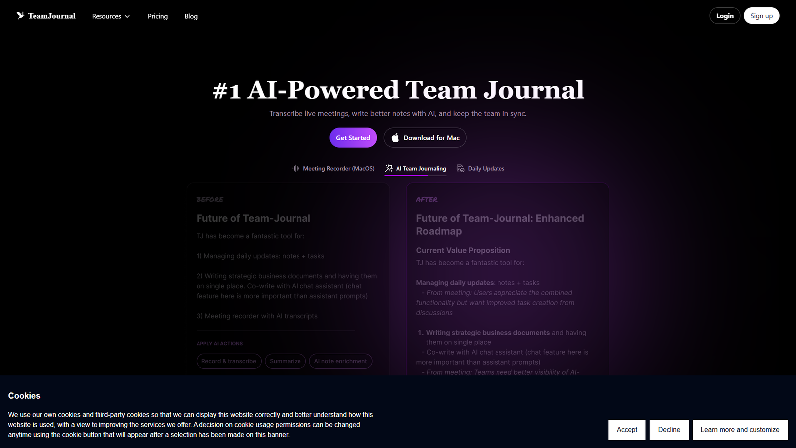 Team Journal — интерфейс нейросети Team Journal — интерфейс нейросети
