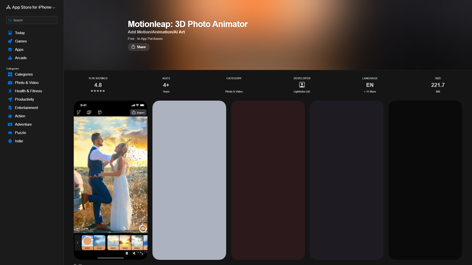 Motionleap 3D Photo Animator — интерфейс нейросети Motionleap 3D Photo Animator — интерфейс нейросети