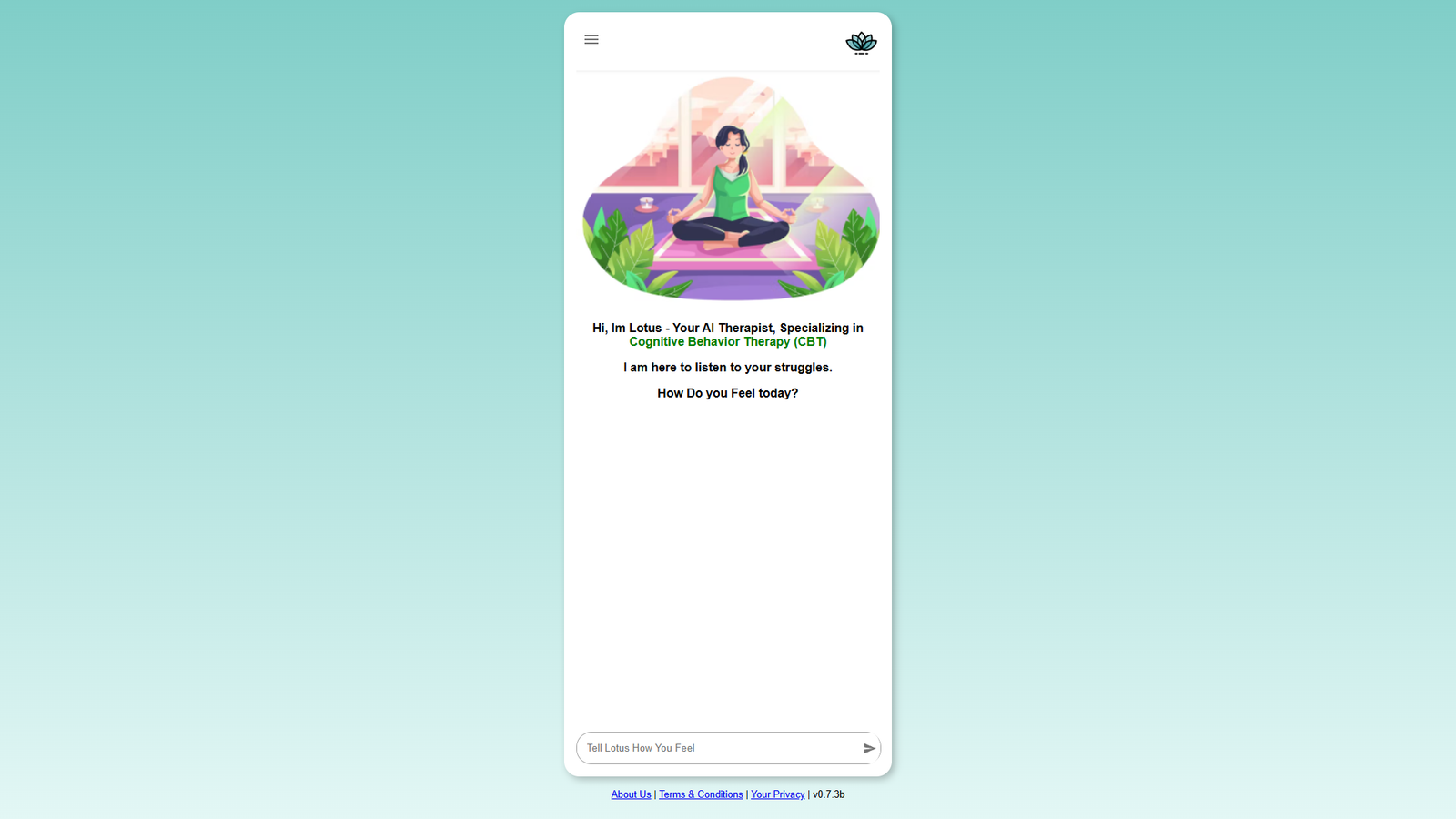 Lotus AI Therapist — интерфейс нейросети Lotus AI Therapist — интерфейс нейросети