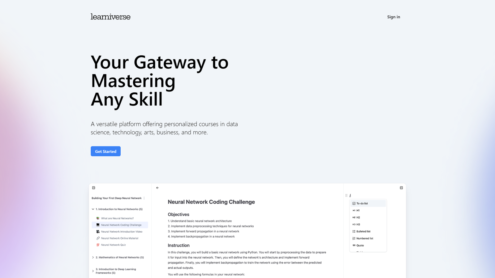 Learniverse — интерфейс нейросети Learniverse — интерфейс нейросети
