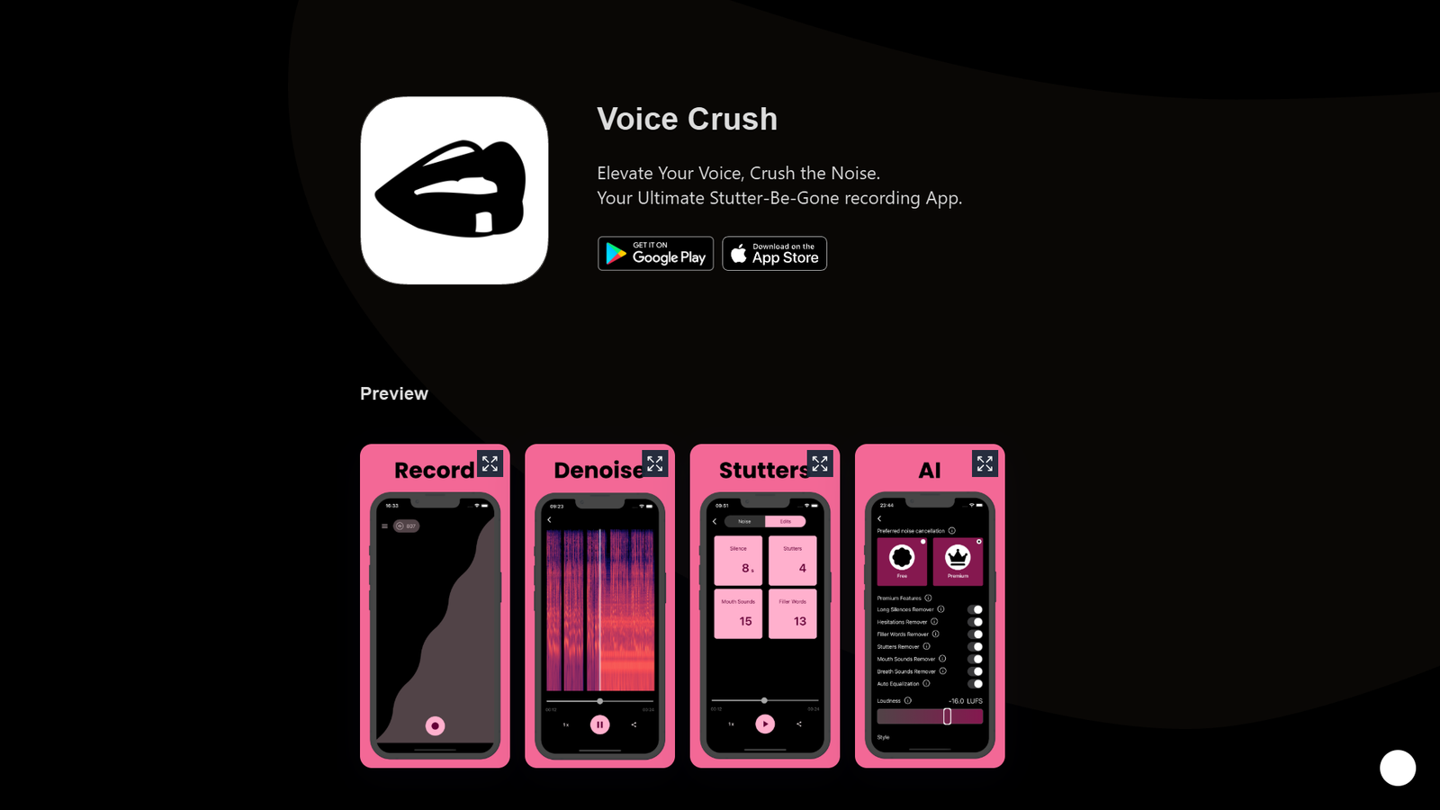 Voice Crush — интерфейс нейросети Voice Crush — интерфейс нейросети