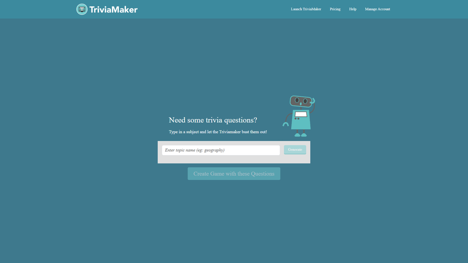 TriviaMaker.ai — интерфейс нейросети TriviaMaker.ai — интерфейс нейросети