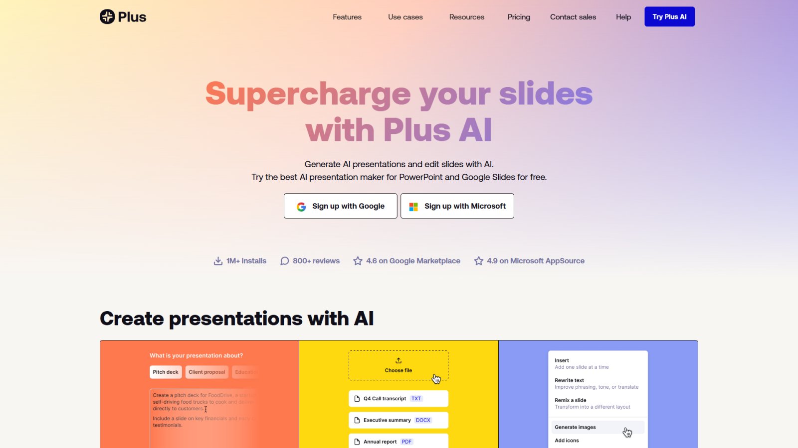 Plus AI нейросеть Главная страница