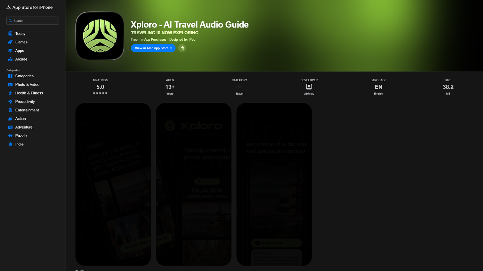 Xploro — AI Travel Audio Guide — интерфейс нейросети Xploro — AI Travel Audio Guide — интерфейс нейросети