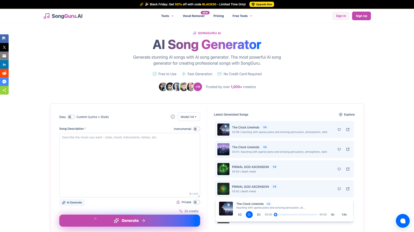 SongGuru.AI — интерфейс нейросети SongGuru.AI — интерфейс нейросети