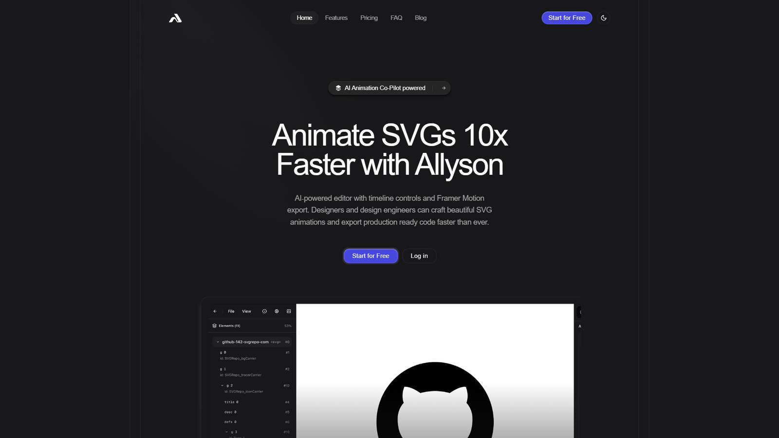 Allyson — AI SVG Animation Editor — интерфейс нейросети Allyson — AI SVG Animation Editor — интерфейс нейросети