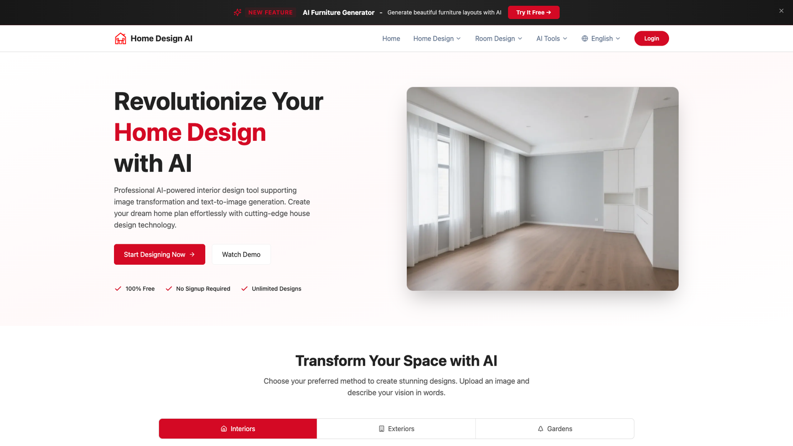 Home-Design.ai — интерфейс нейросети
