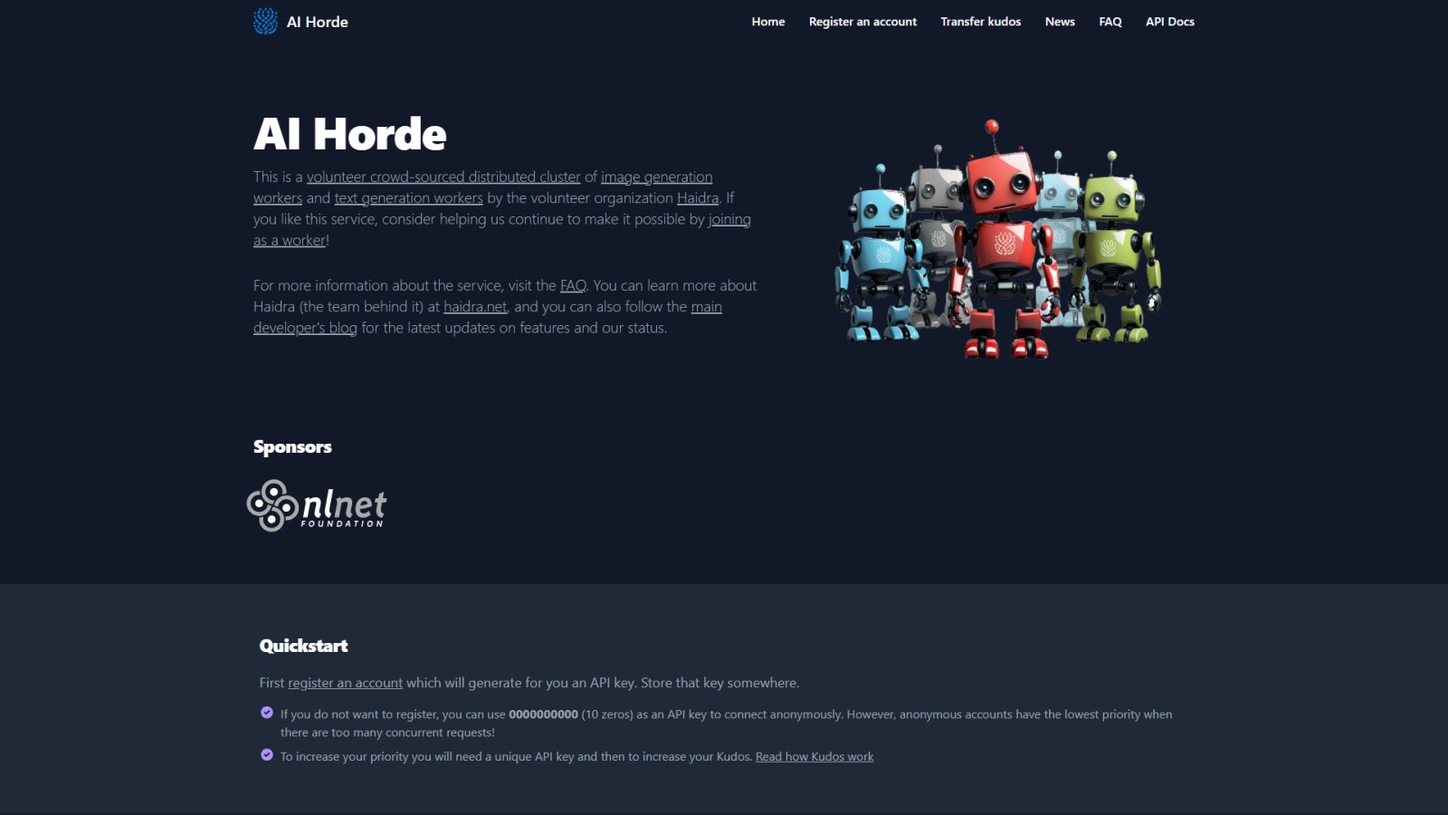 Stable Horde нейросеть Главная страница