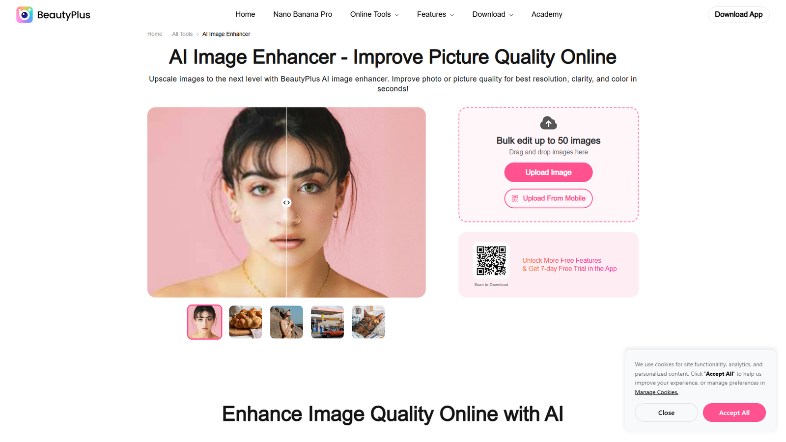 BeautyPlus AI Image Enhancer — интерфейс нейросети BeautyPlus AI Image Enhancer — интерфейс нейросети