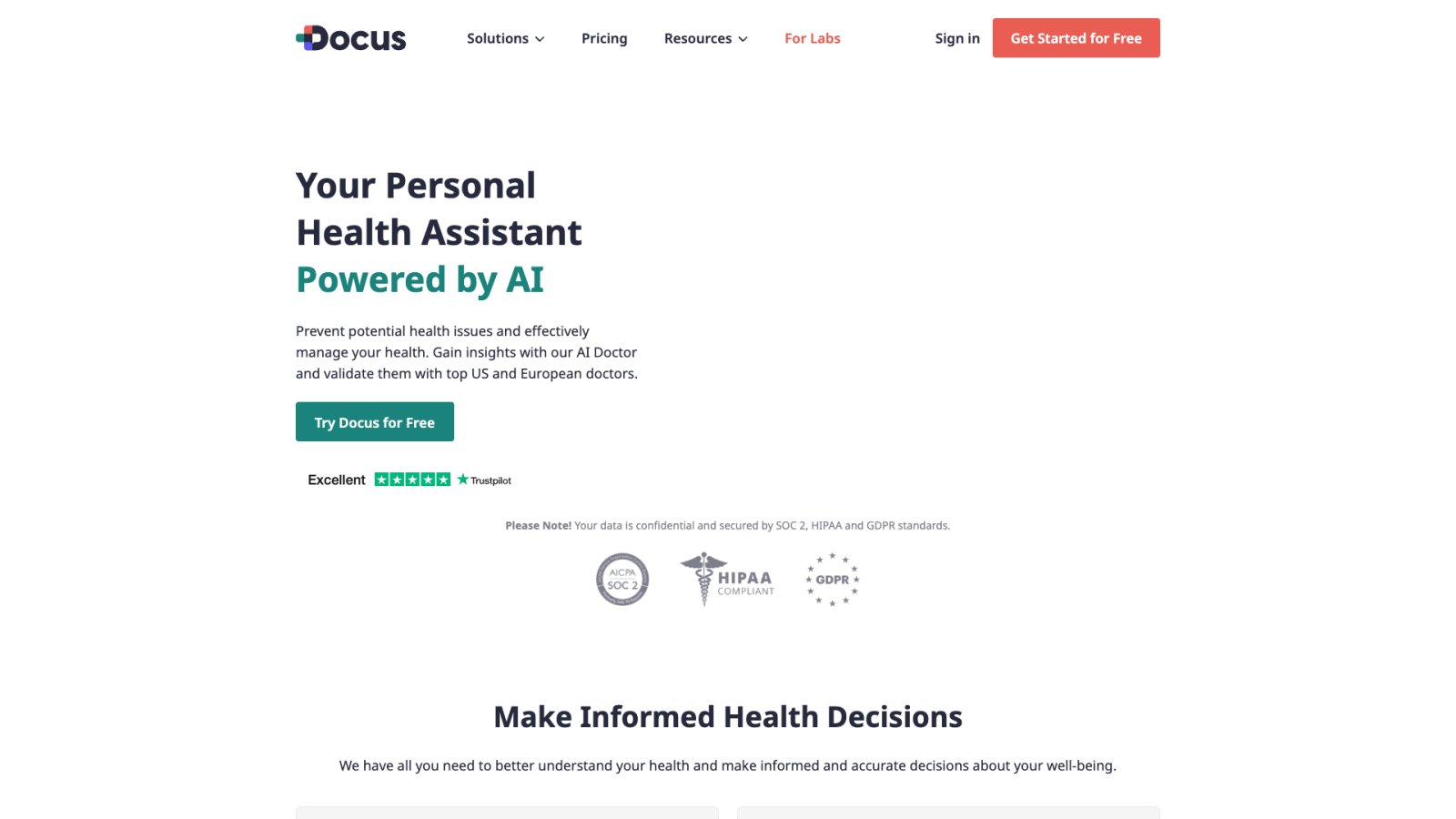Docus нейросеть Главная страница