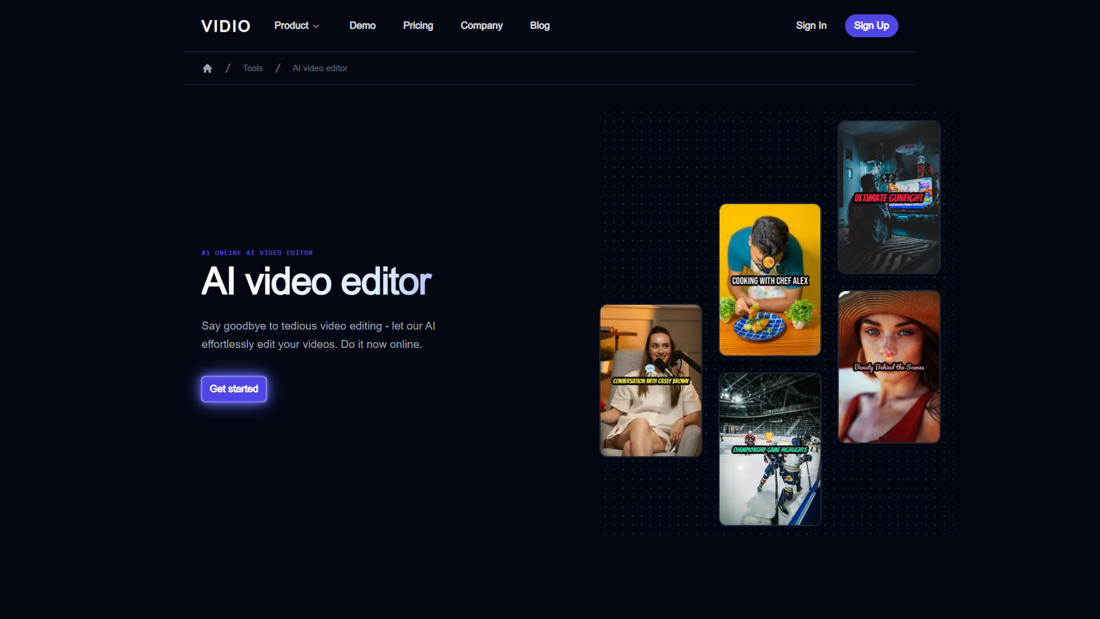 VIDIO AI Video Editor — интерфейс нейросети VIDIO AI Video Editor — интерфейс нейросети