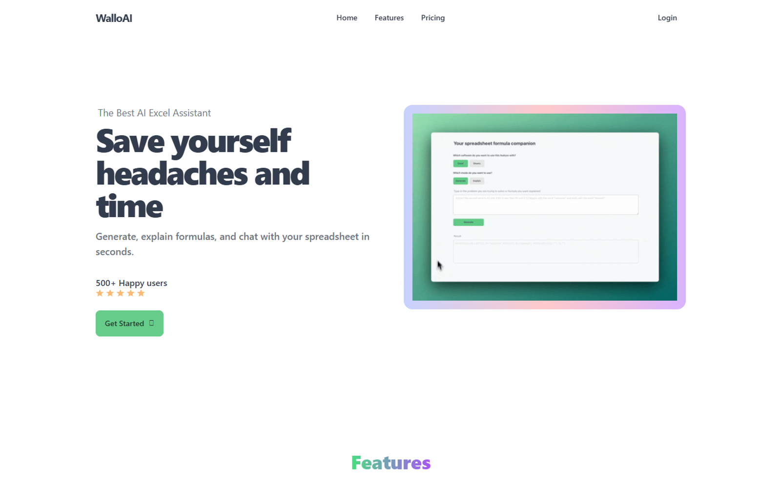 Wallo — AI Excel Assistant — интерфейс нейросети Wallo — AI Excel Assistant — интерфейс нейросети