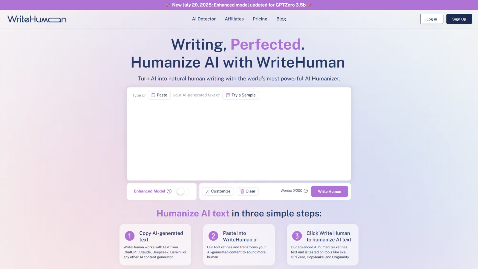 WriteHuman нейросеть Главная страница