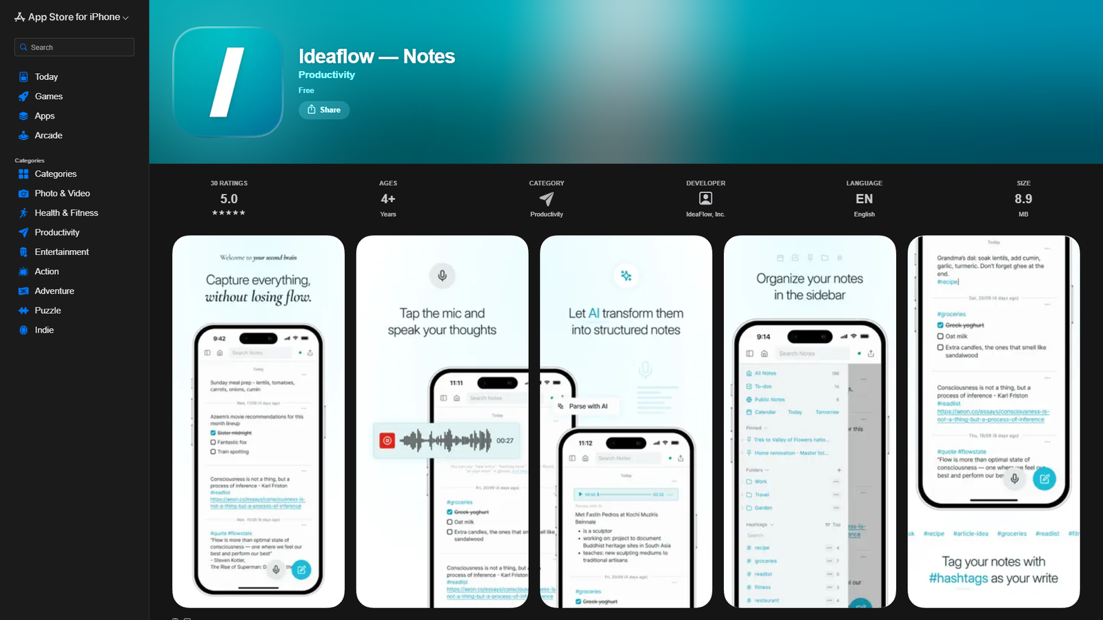 Ideaflow — Notes — интерфейс нейросети Ideaflow — Notes — интерфейс нейросети