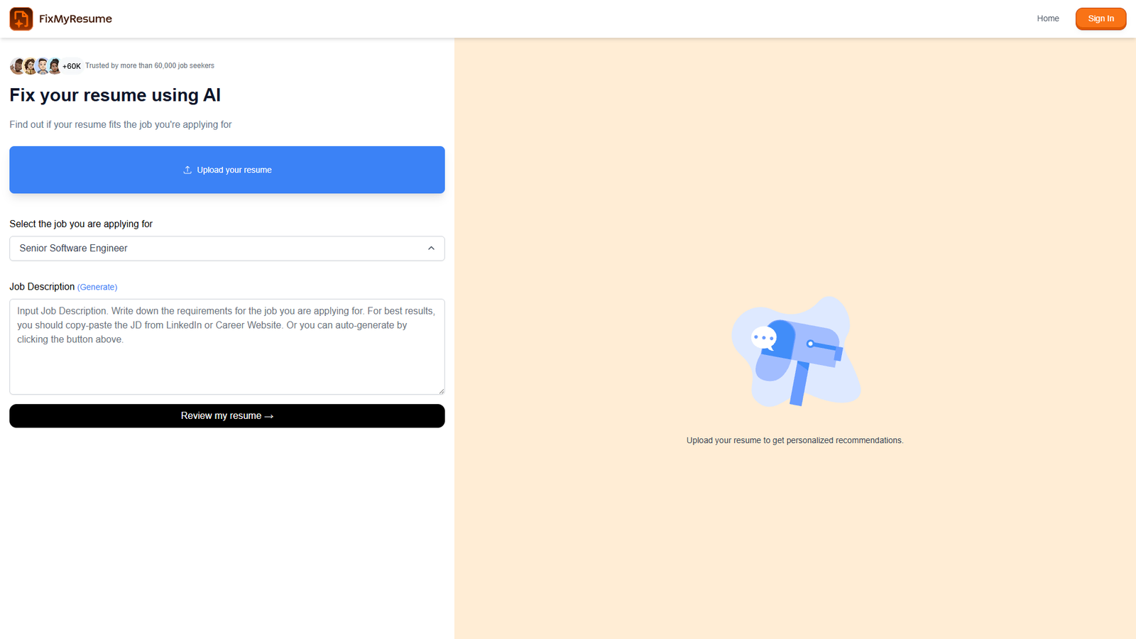 FixMyResume — интерфейс нейросети FixMyResume — интерфейс нейросети