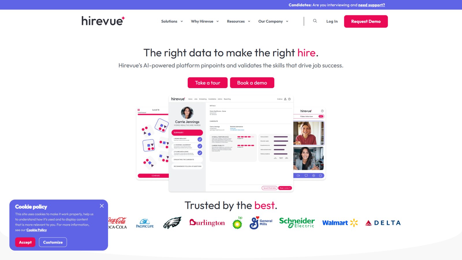 Hirevue нейросеть Главная страница