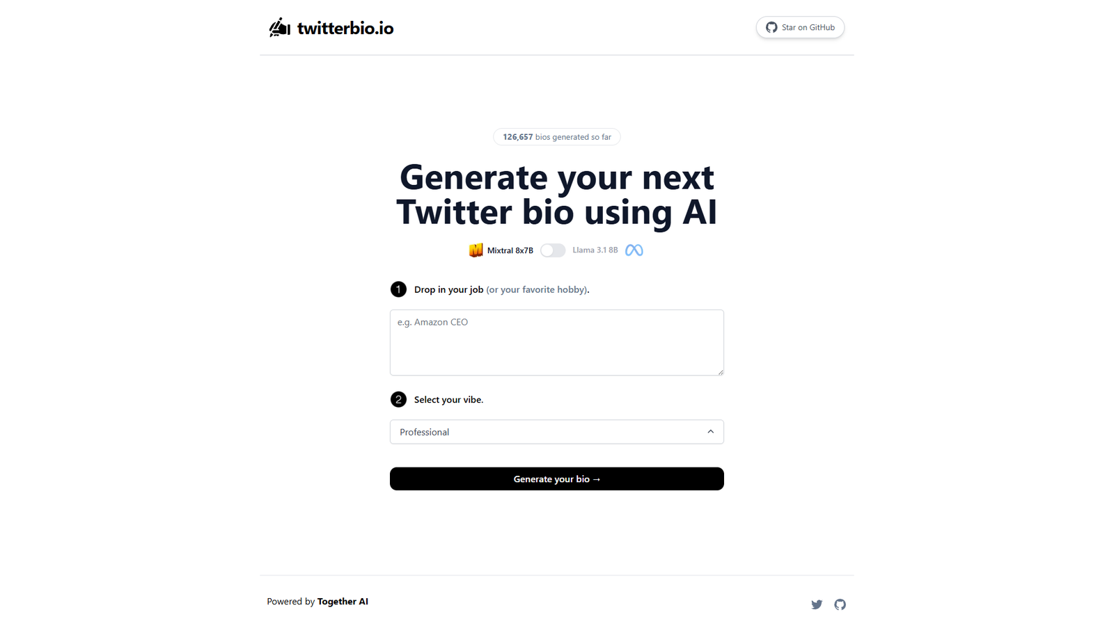 Tweetbio — интерфейс нейросети Tweetbio — интерфейс нейросети