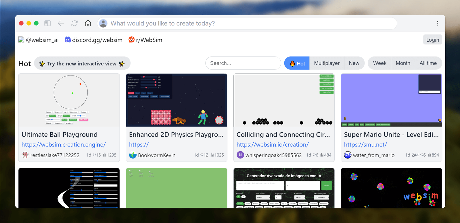 WebSim Home WebSim Home