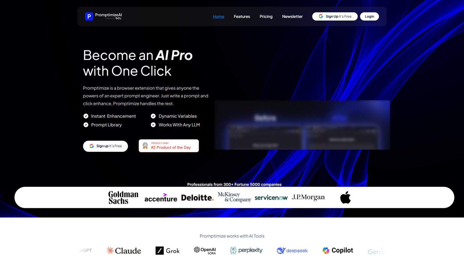 Promptimize нейросеть Главная страница