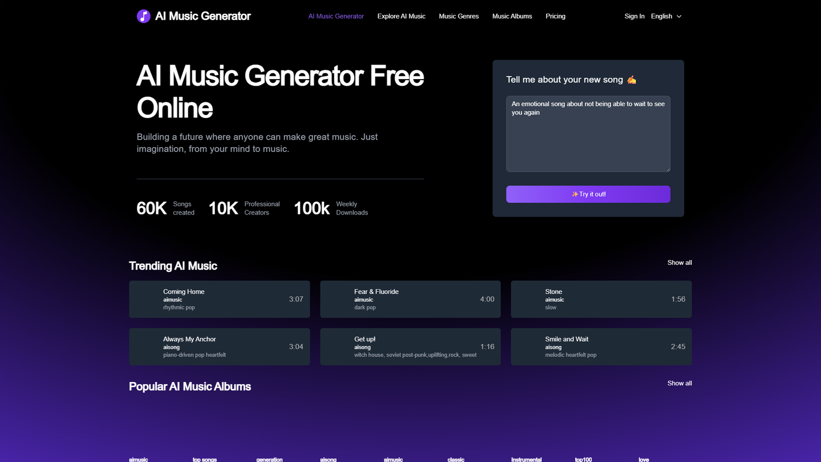 AI Music Generator — интерфейс нейросети AI Music Generator — интерфейс нейросети