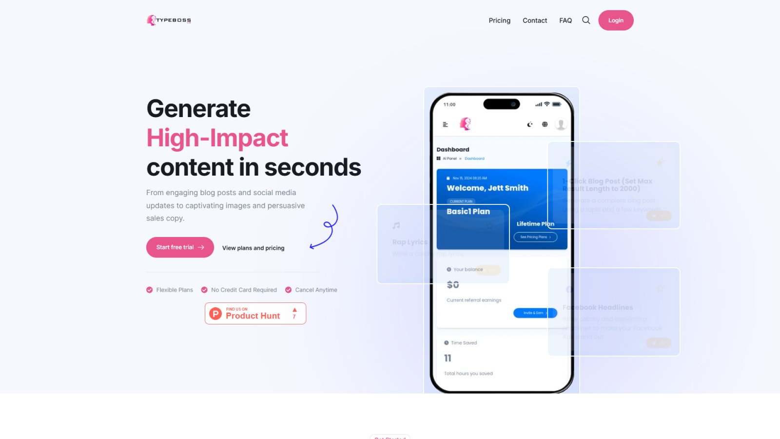 Typeboss нейросеть Главная страница