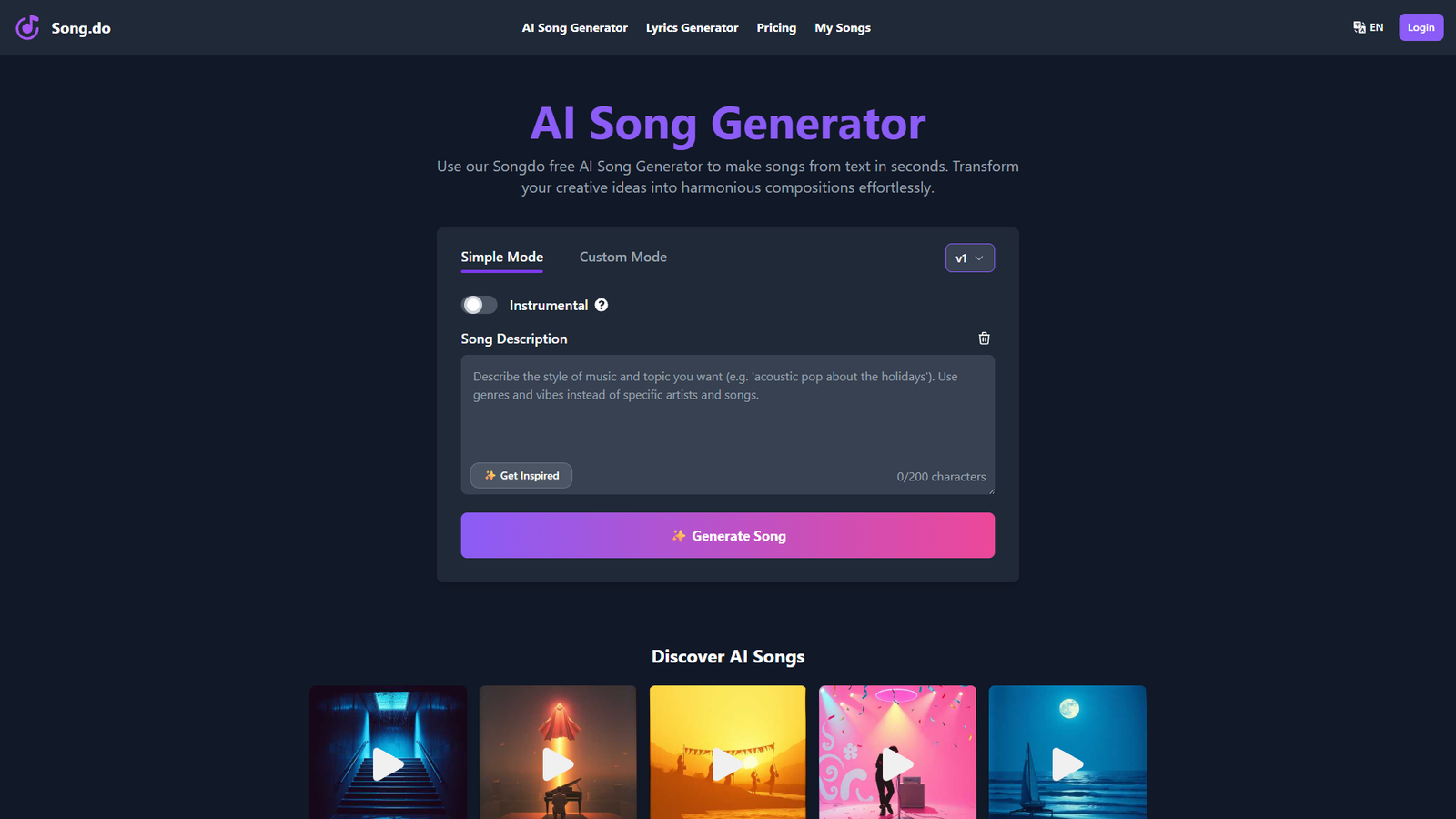 Song.do — Free AI Song Generator — интерфейс нейросети Song.do — Free AI Song Generator — интерфейс нейросети