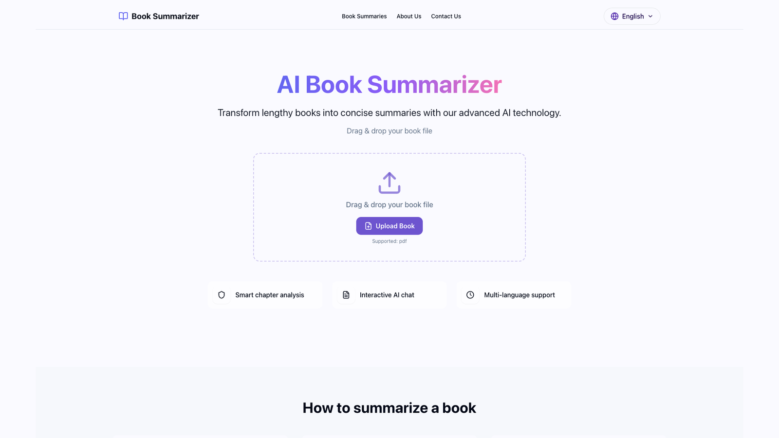 AI Book Summarizer — интерфейс нейросети AI Book Summarizer — интерфейс нейросети