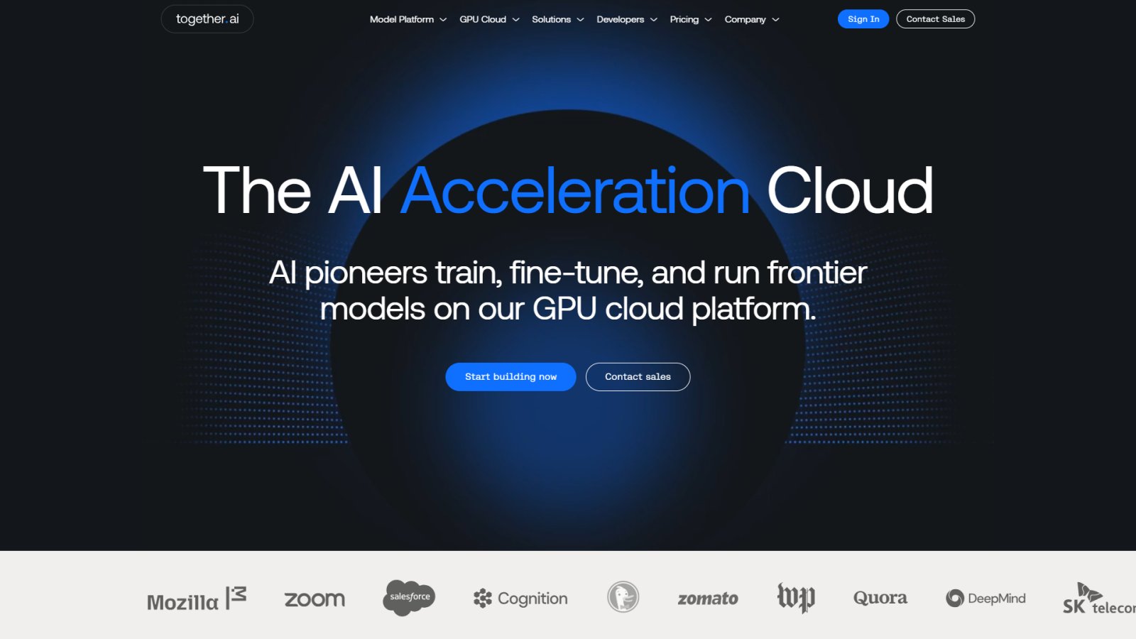 Together AI нейросеть Главная страница
