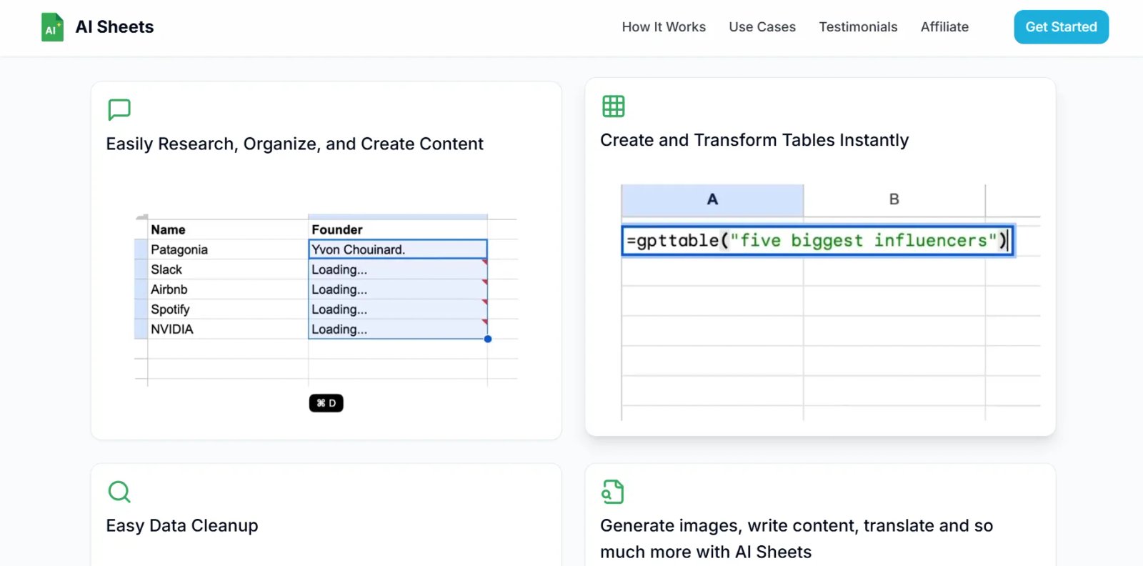AI Sheets Функция AI Sheets Функция