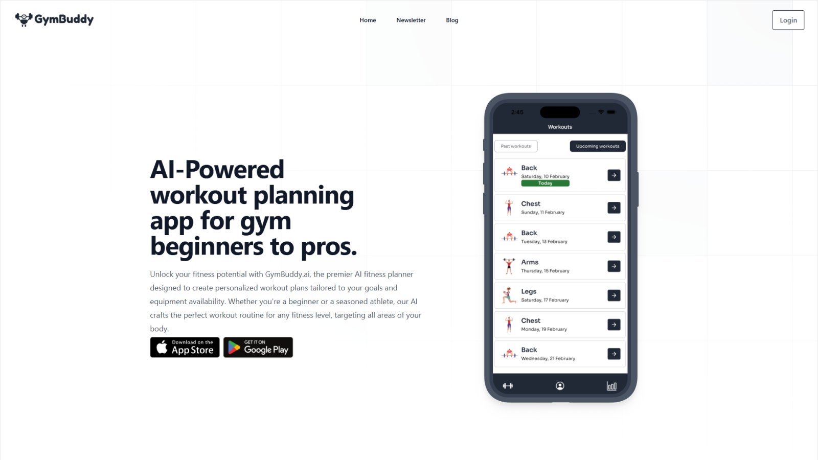 GymBuddy AI нейросеть Главная страница