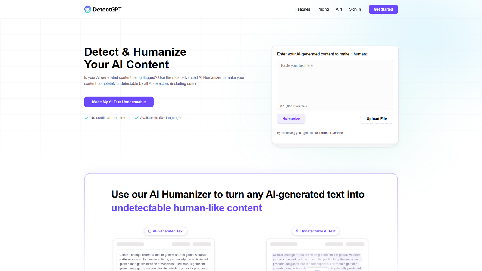 DetectGPT AI Humanizer — интерфейс нейросети DetectGPT AI Humanizer — интерфейс нейросети