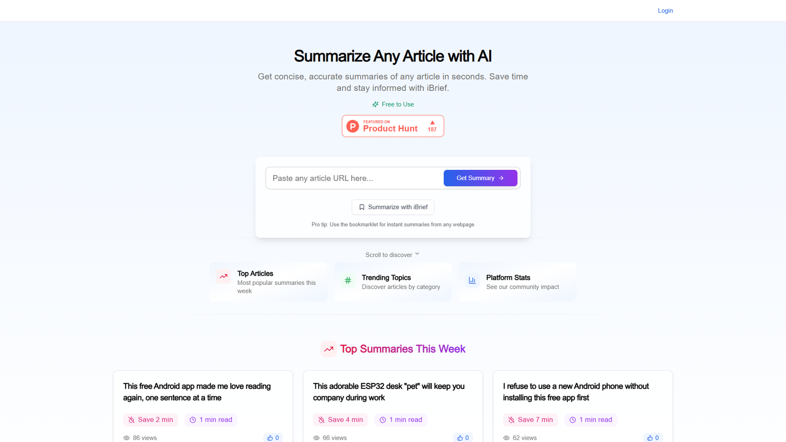 iBrief — AI Article Summarizer — интерфейс нейросети iBrief — AI Article Summarizer — интерфейс нейросети